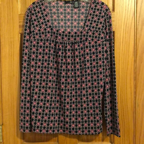 East 5th Women’s XL Printed Square Neck Slip on Long Sleeve Tunic Top - Picture 1 of 8